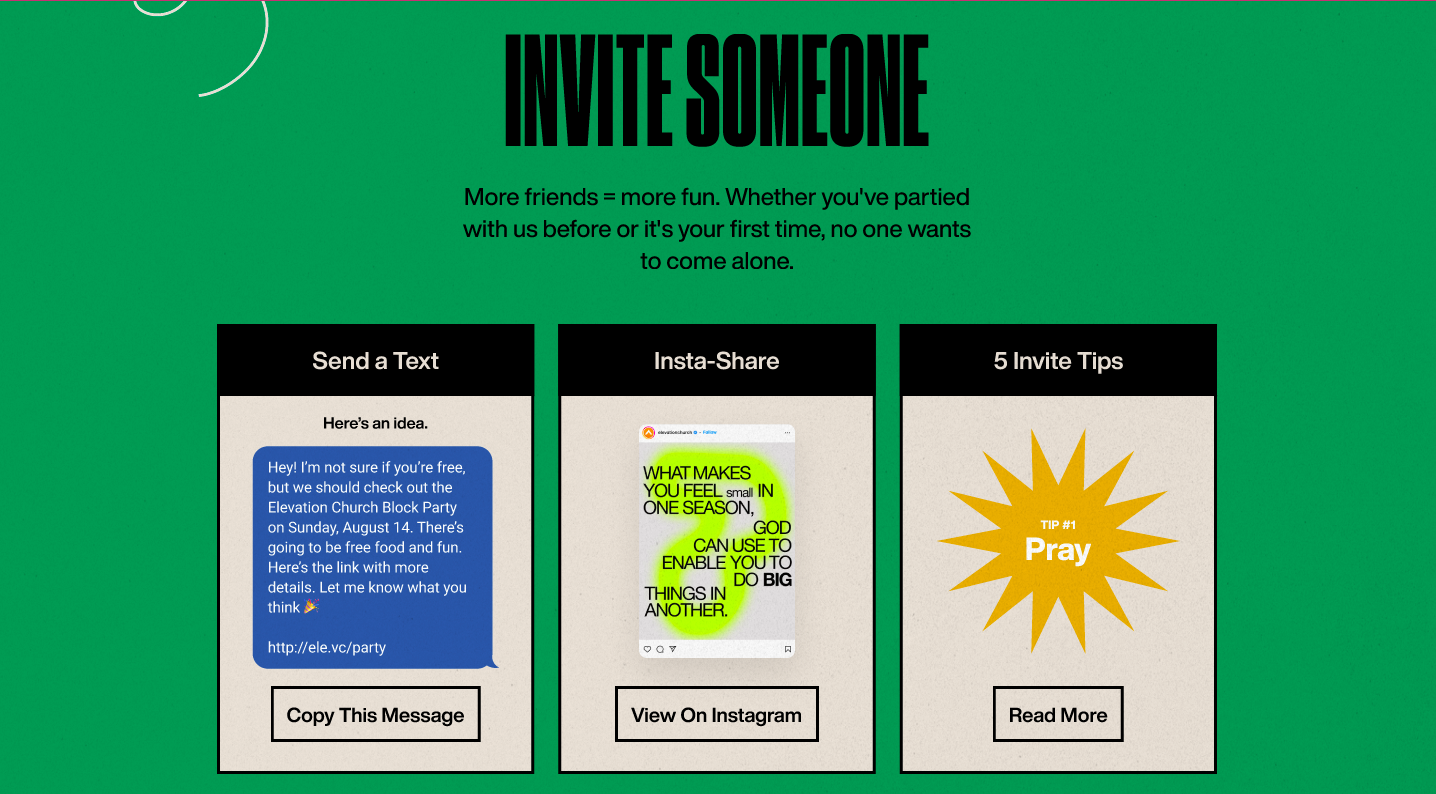 Elevation Church Block Party Event Page built by Winnie Verzosa