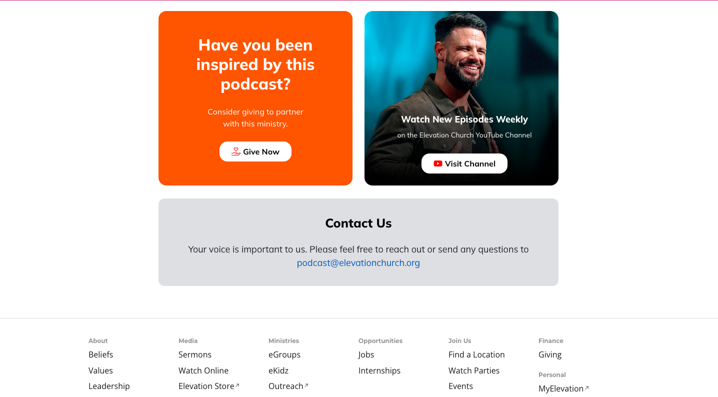 Elevation Church Podcast Page built by Winnie Verzosa