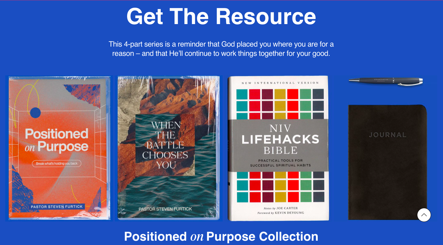 Steven Furtick Bundle Promo Marketing Page called Positioned on Purpose built by Winnie Verzosa