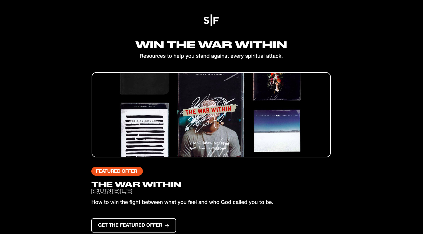 Steven Furtick Bundle Promo Marketing Page called Win The War Within built by Winnie Verzosa